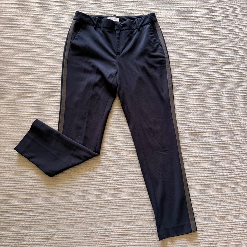 Calvin‎ Klein Women Navy Blue Side Stripe Dress Pants Size 4 Straight Leg Tuxedo